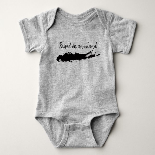 raised on an island Long Island New York Baby Bodysuit (Front)