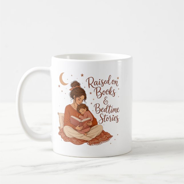 Raised on Books & Bedtime Stories  Coffee Mug (Left)