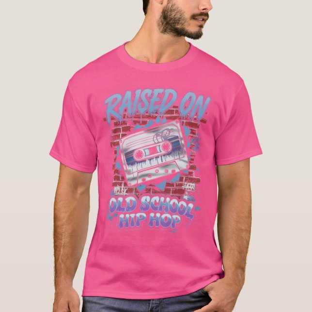 Raised On Old School Hip Hop Tshirt Cassette Graff (Front)