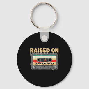 Raised On Old School Hip Hop Vintage Retro Cette M Key Ring