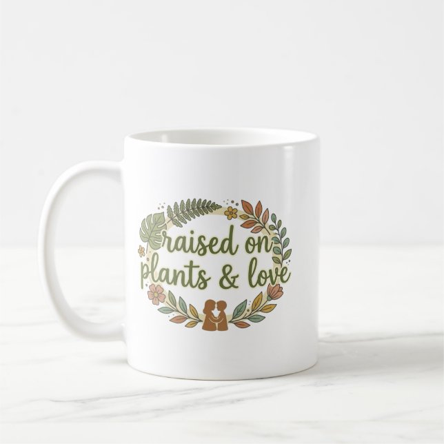 Raised on Plants and Love Retro Coffee Mug (Left)