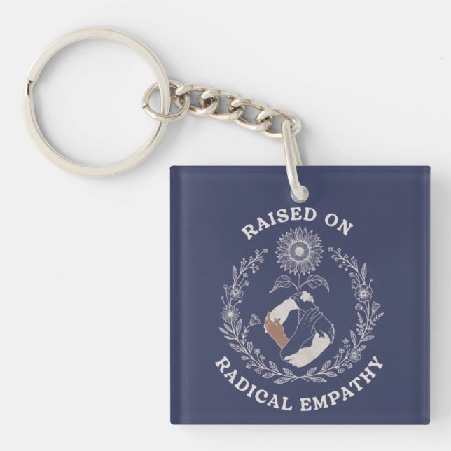 Raised on Radical Empathy Feminist Floral Hands Key Ring (Front)