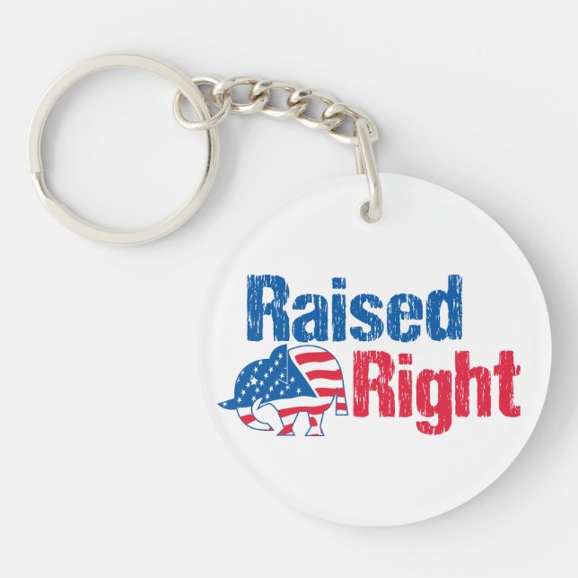 Raised Right - Republican Key Ring (Front)
