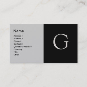Raised Silver Letter "G" Business Card