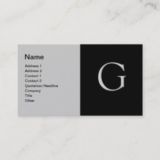 Raised Silver Letter "G" Business Card