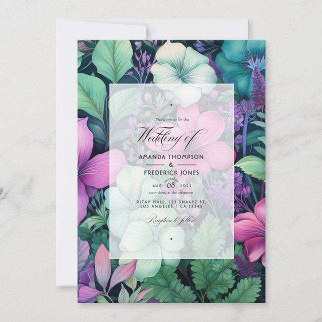 Raisin and Pine Floral Winter Wedding Invitation (Front)