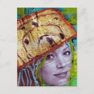 Raisin Bread Head, A Collage Postcard