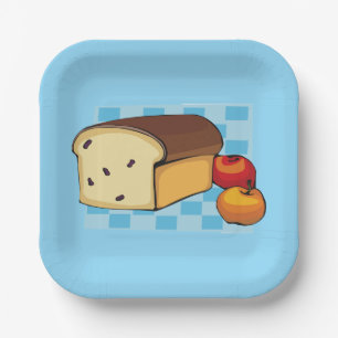Raisin Bread Loaf and Red Apples Paper Plate