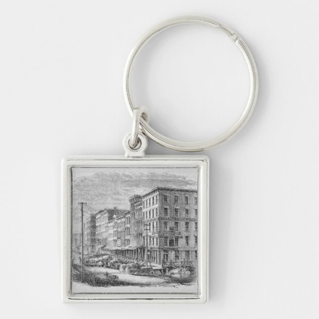 Raising a block of buildings in Chicago Key Ring (Front)