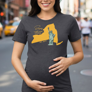 Raising a New York Original Map and Statue Mum Tri-Blend Shirt