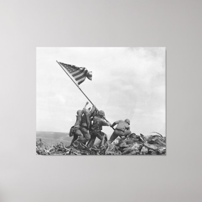 Raising American flag on Iwo Jima (1945) Canvas Print (Front)