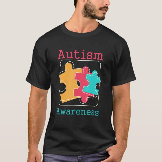 Raising Autism Awareness Acceptance Month Support  T-Shirt (Front)