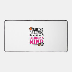 Raising Ballers Sports Mom Vintage T-Shirt Design  Desk Mat