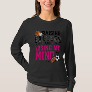 Raising Ballers Sports Mum Vintage T-Shirt Design_