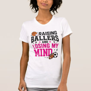 Raising Ballers Sports Mum Vintage T-Shirt Design_