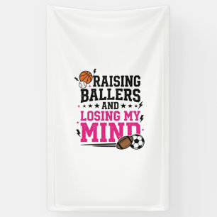 Raising Ballers Sports Mum Vintage T-Shirt Design  Banner