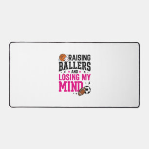Raising Ballers Sports Mum Vintage T-Shirt Design_ Desk Mat