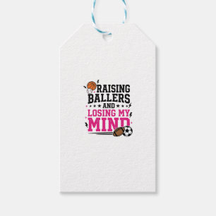 Raising Ballers Sports Mum Vintage T-Shirt Design Gift Tags