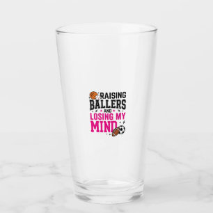 Raising Ballers Sports Mum Vintage T-Shirt Design_ Glass