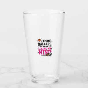 Raising Ballers Sports Mum Vintage T-Shirt Design  Glass