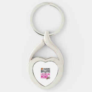 Raising Ballers Sports Mum Vintage T-Shirt Design_ Key Ring