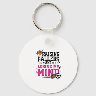 Raising Ballers Sports Mum Vintage T-Shirt Design Key Ring