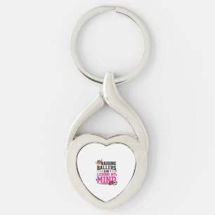 Raising Ballers Sports Mum Vintage T-Shirt Design Key Ring