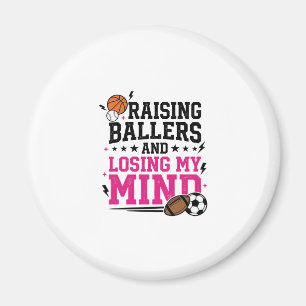 Raising Ballers Sports Mum Vintage T-Shirt Design  Magnet