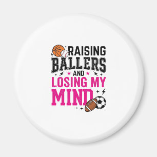 Raising Ballers Sports Mum Vintage T-Shirt Design_ Magnet