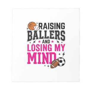 Raising Ballers Sports Mum Vintage T-Shirt Design_ Notepad