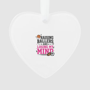 Raising Ballers Sports Mum Vintage T-Shirt Design Ornament