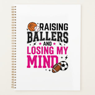 Raising Ballers Sports Mum Vintage T-Shirt Design_ Planner