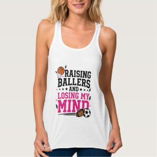 Raising Ballers Sports Mum Vintage T-Shirt Design  Singlet