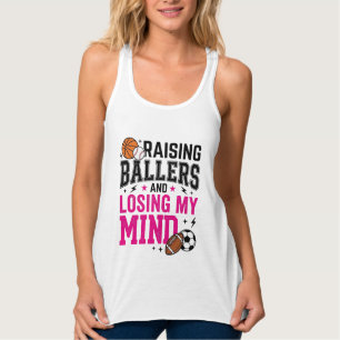Raising Ballers Sports Mum Vintage T-Shirt Design_ Singlet