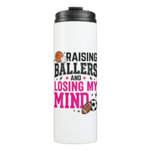 Raising Ballers Sports Mum Vintage T-Shirt Design_ Thermal Tumbler