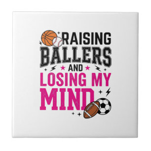 Raising Ballers Sports Mum Vintage T-Shirt Design_ Tile