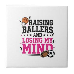 Raising Ballers Sports Mum Vintage T-Shirt Design Tile