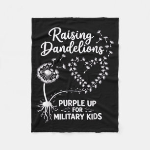 Raising Dandelions Purple Up for Military Child Fleece Blanket