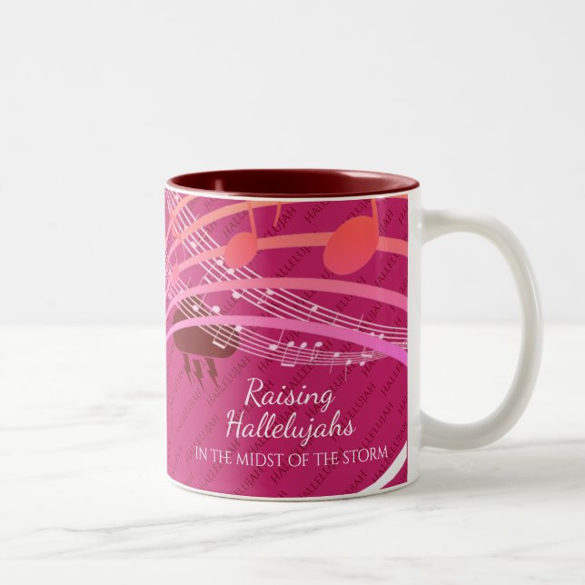 RAISING HALLELUJAHS IN STORM Personalised PINK Two-Tone Coffee Mug (Right)