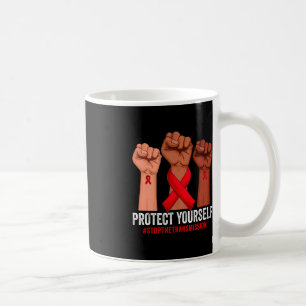 Raising Hand Protect Yourself HIVAIDS Awareness Re Coffee Mug