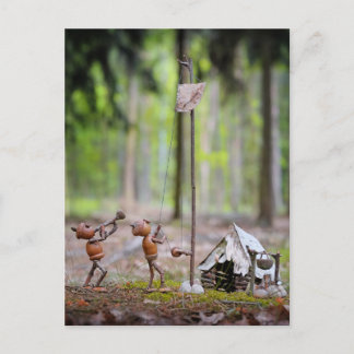 Raising the flag at the camp. Summer camping Postcard
