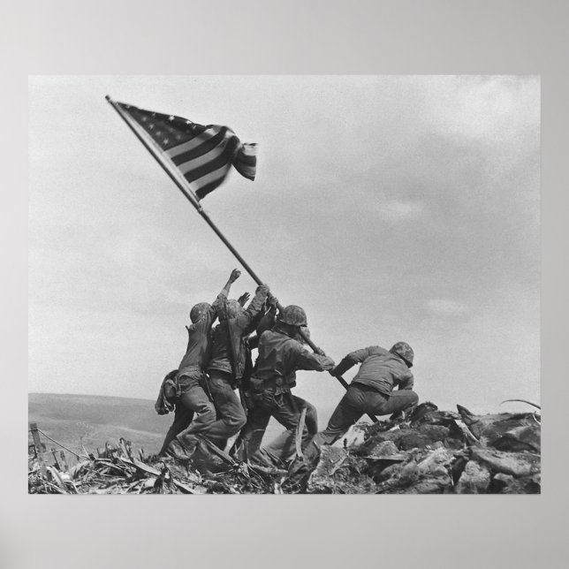 Raising the Flag on Iwo Jima By Joe Rosenthal Poster (Front)