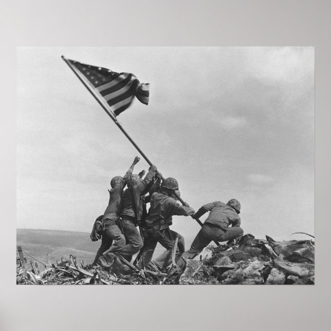 Raising the Flag on Iwo Jima By Joe Rosenthal Poster (Front)