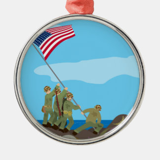 Raising the Flag on Iwo Jima (Simple History) Metal Tree Decoration