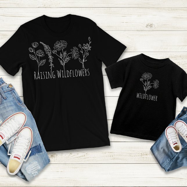 Raising Wildflowers Girl Mum Mama Mini Outfits T-Shirt (Creator Uploaded)