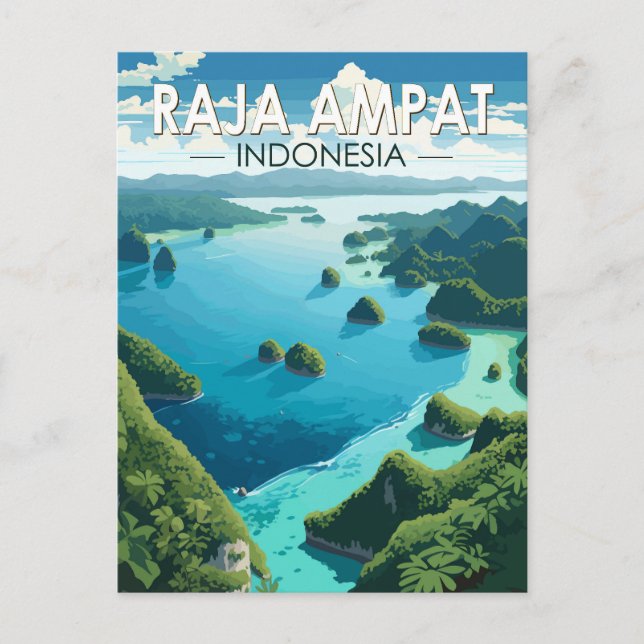 Raja Ampat Indonesia Travel Art Vintage Postcard (Front)