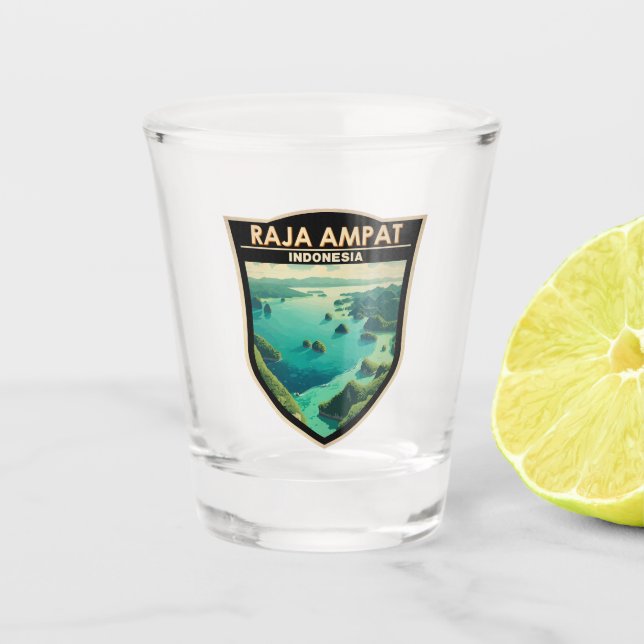 Raja Ampat Indonesia Travel Art Vintage Shot Glass (Front)