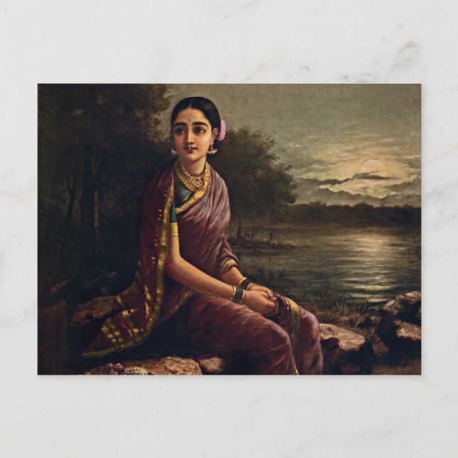 Raja Ravi Varma - Radha In The Moonlight Postcard (Front)