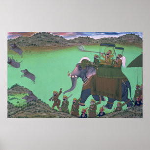 Raja Sarup Singh  of Udaipur, on a boar hunt Poster