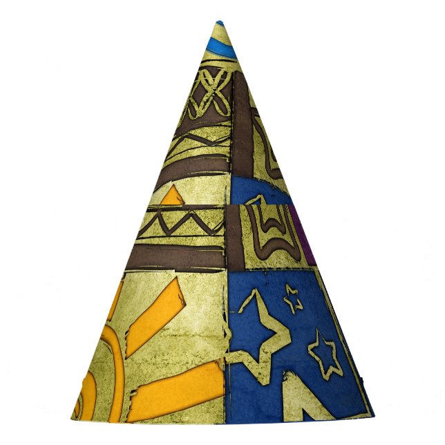 Rajasthan Indian, Patchwork Carpet Texture. Party Hat (Front)